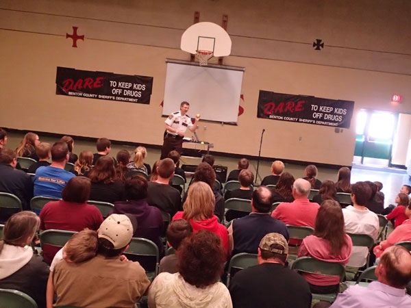 Troy speaking at the St. John's DARE culmination